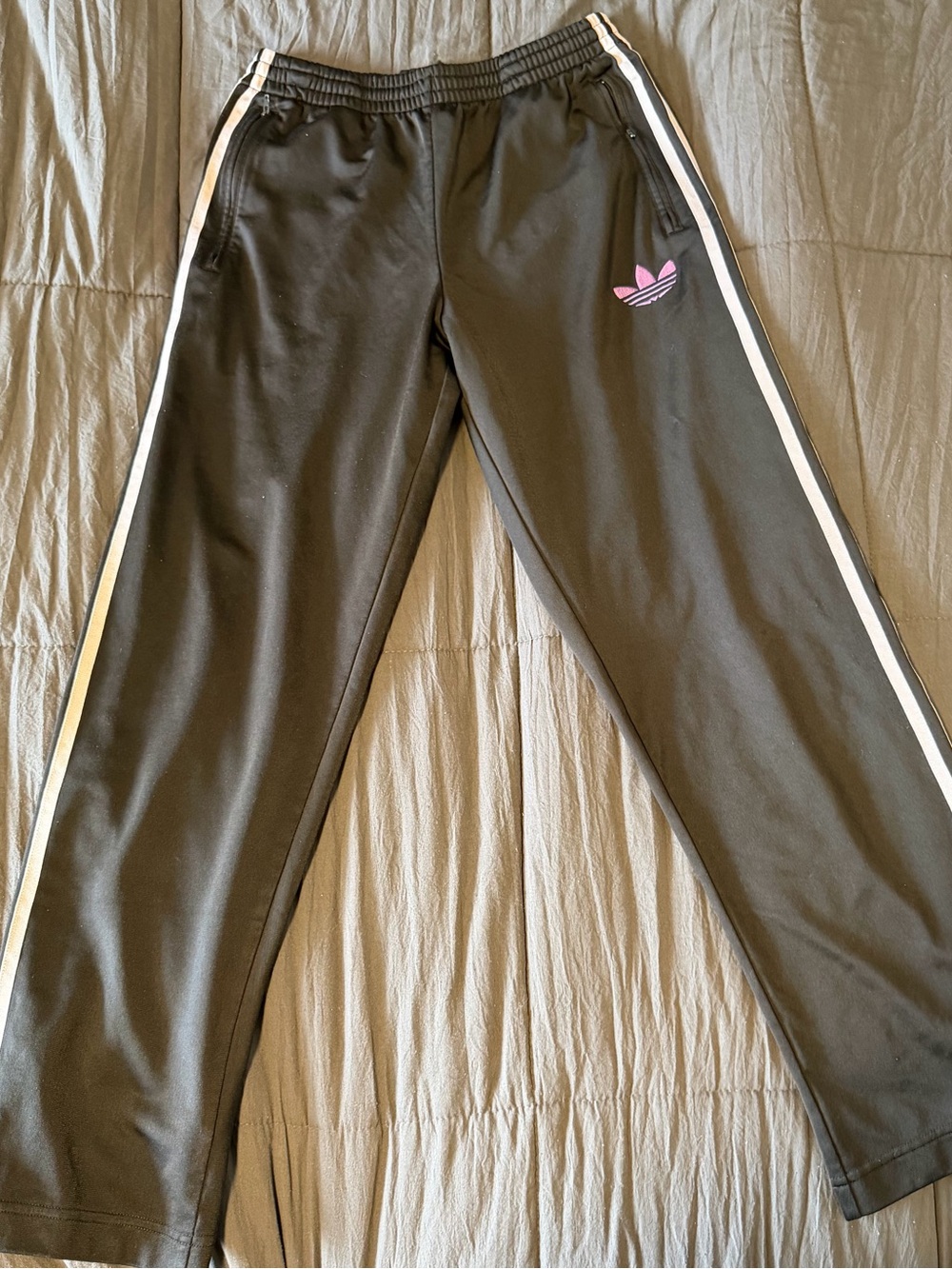 Men’s Small - Adidas Orginals Supertar Track Pants with Purple Trefoil and Grey